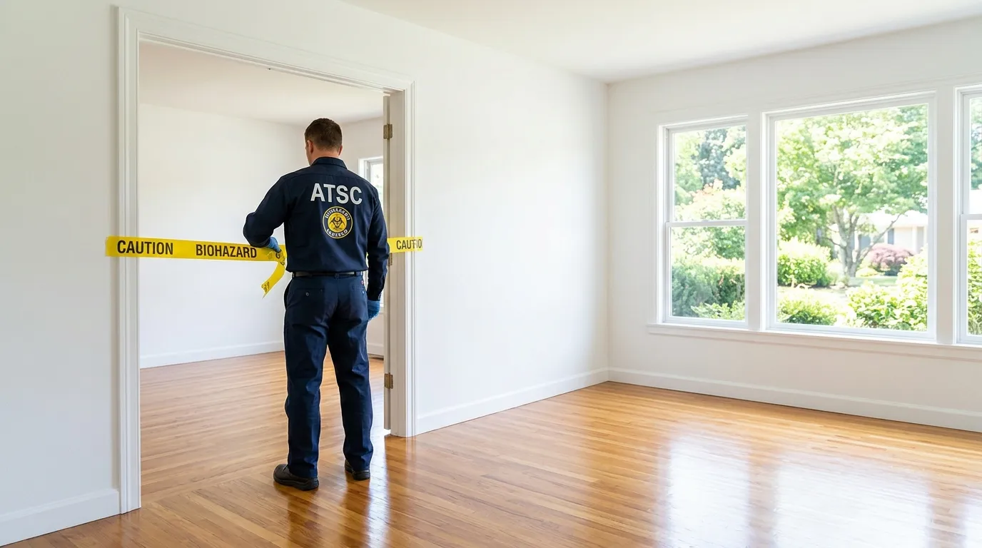 Certified biohazard cleanup crew performing Decomposition Cleanup in Roseland